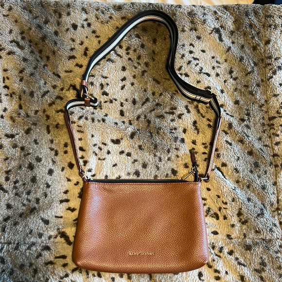 Marc Jacobs Handbags - Mark Jacobs leather Crossbody brown purse with black and white striped strap